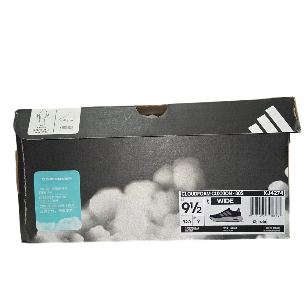 Adidas Cloudfoam Cuxxion 80s Mens Blue Grey Sneakers KJ4274 Wide Size 9.5